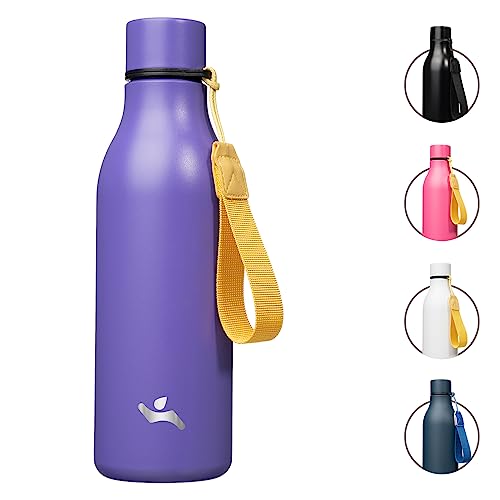 Image of Konokyo Insulated Water Bottle with Strap,18 oz Double Wall Stainless Steel Vacuum Bottles Metal Water Flask,Purple