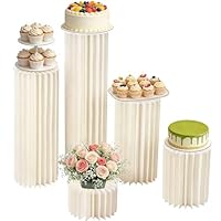 5 Stück Faltbare Papiersäulen, Hochzeit Karton Vasen, Zylinder Basisanzeige(Durchmesser 30cm, Höhe 20,40,60,80,100cm),Karton Blumensäule für Verlobung Geburtstag Tischdekoration Hochzeiten Dekoration