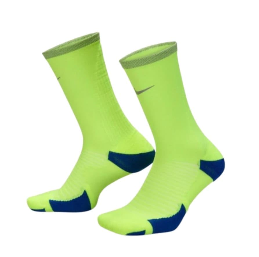 Nike Unisex Spark Cushioned Crew Running Socks YTH 4-5.5/W 5.5-7 Volt Green