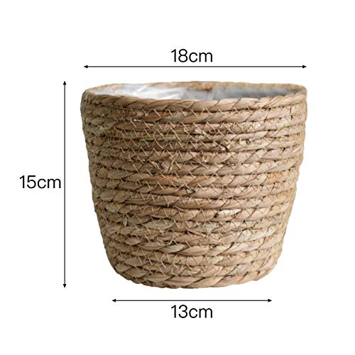 Sangda Seagrass Basket Planters, Flower Pots Cover Storage Basket Plant Containers Hand Woven Basket Planter With Plastic Liners Straw Flower Pot For Indoor Outdoor Plant #TOP6