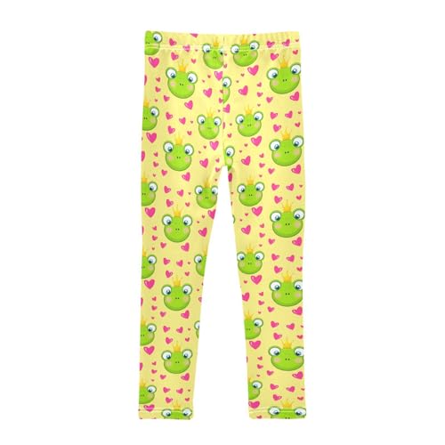 Girls Leggings Size 4T Frog Hearts Yellow Yoga Stretchy Pants Comfortable Girl Clothes for Workout School2