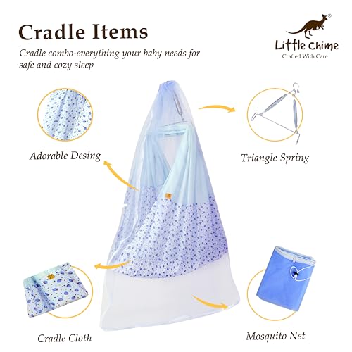 Image of New Born Baby Swing Cradle Set | Hanging Jhula /Jhoola /Palna with Mosquito Net and Triangle Spring Set
