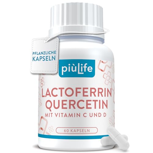 Lactoferrin 200 mg + Quercetin 200 mg + Vitamin C & D Synergetische Formel für tägliches Wohlbefinden und natürliche Balance 60 pflanzliche Kapseln