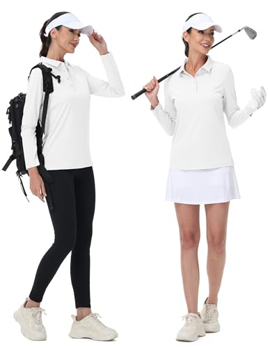 Image of MAGCOMSEN Women's Polo Shirts Long Sleeve Golf T Shirt Quick Dry UPF 50+ Sun Protection Lightweight Athletic Tennis Shirts
