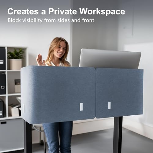 Image of Desk Privacy Panel,2PCS L-Shaped Clamp-On Office Desk Divider,2-in-1 Adjustable Acoustic Desktop Partition Or Under Desk Modesty Panel,for Office,Home,Felt(Blue, 47.2 inch x 17.7 inch)