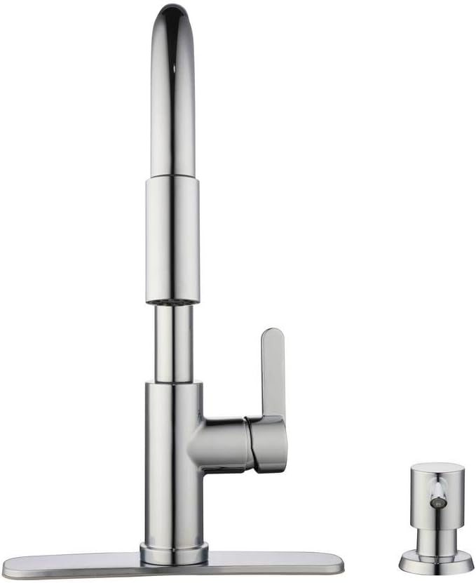 Glacier Bay Paulina Single-Handle Pull-Down Sprayer Kitchen Faucet with TurboSpray and FastMount Including Soap Dispenser in Chrome