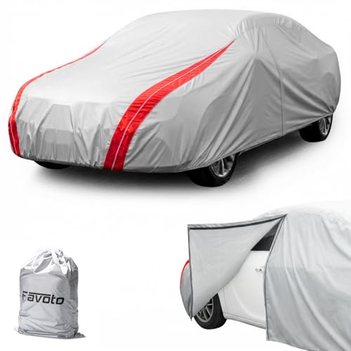 Image of Favoto Car Cover Waterproof Windproof Custom Fit for Toyota Camry 1996-2026 | Fit for Honda Accord 2001-2026 Heavy Duty Car Cover for Automobiles Outdoor with Reflective Strips All Weather UV Protection
