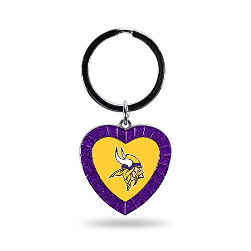 Image of Rico Industries NFL Football Rhinestone Heart Keychain - Great Accessory