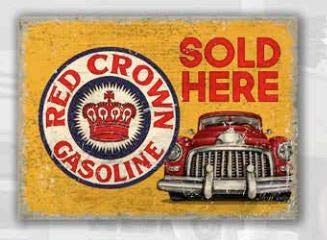 Red Crown Gasoline Tin Metal Sign (12" X 17")