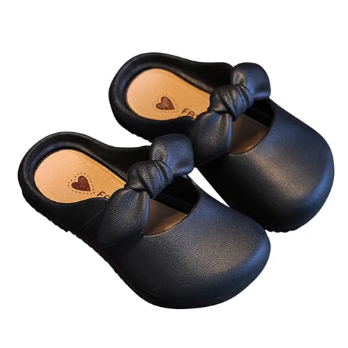 Kids Girls Closed Toe Leather Slippers Princess Bowknot Plain Non-Slip Sandals Swim Beach Pool Slipper Casual Shoes - Main Image