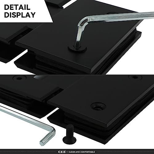 Ckb 180 Degree Solid Brass Shower Door Hinge, Designed For 5/16"(10Mm) To 1/2"(12Mm) Thickness Tempered Glass, Frameless Shower Door Hardware Kit With Matte Black #TOP5