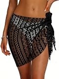Womens Beach Sarong Wraps Lace Bikini Swimsuit Coverup Summer Hollow Out Bathing Suit Cover Up Casual Swimwear 2026 (Black)