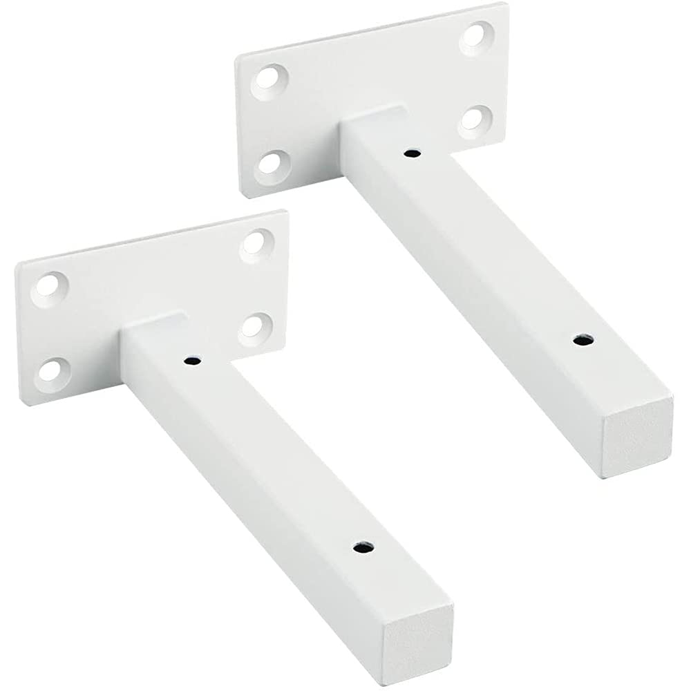 ANCLLO 2 Pack Shelf Brackets Brackets for Shelves 8 Inch Industrial Floating Bracket Wall Mounted Heavy Duty Shelf Brackets Decorative Shelving-White