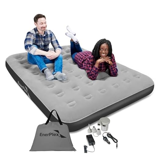 EnerPlex Camping Air Mattress with Built in Pump - Queen Blow Up Mattress for Travel & Guests - Portable Bed for Adults and Kids - Grey