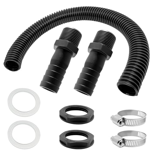 Kit de Raccords pour Tonneaux d'eau de Pluie, Comprend Un Tuyau de Raccordement de 25 mm et 2 Embouts de Tuyau avec Ecrous de Blocage, pour Les Barils de Pluie et Les...