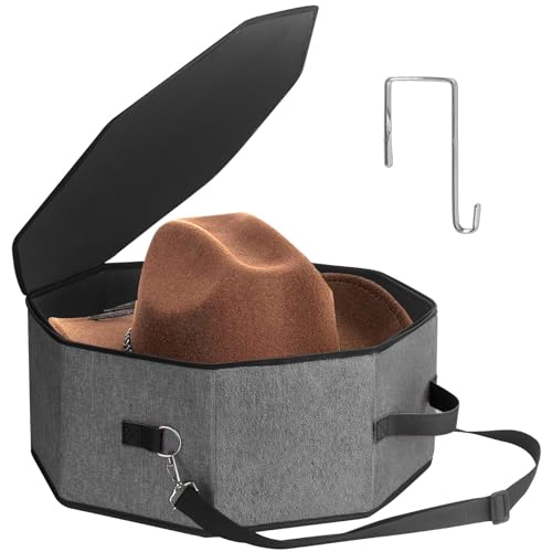 Bhtqdnq Hat Storage Box for Women and Men, Hat Box for Travel and Storage, Collapsible Hat Case Cowboy Cap Hat Organizer for Closet with Handles, Hat Bag Hat Case (Black)