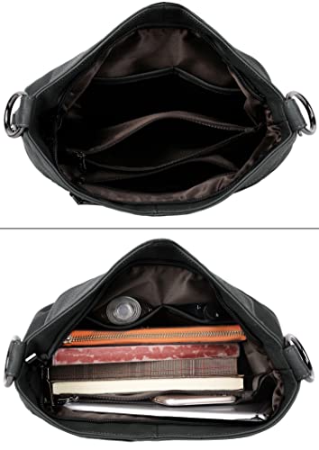 Image of YALUXE Women's Real Leather Shoulder Bags Hobo Handbag Purse Crossbody Bag