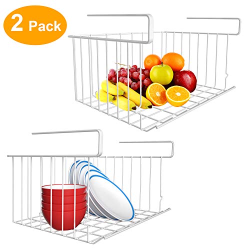 Magicfun Cesto Portaoggetti a Sospensione, 2 Pezzi Cestelli Sottomensola Metallo, Cestino da Appendere Multi Uso Organizzatore Sottoripiano per Scaffale Armadio Cucina Dispensa Bagno Ufficio