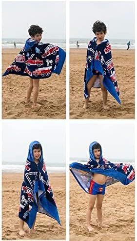 Miniatura 6 de BANGSAUR Toallas de playa con capucha para niños, 100% algodón, 50x30 pulgadas, toalla de baño para piscina, cubre bebés, niños de 3 a 12 años,