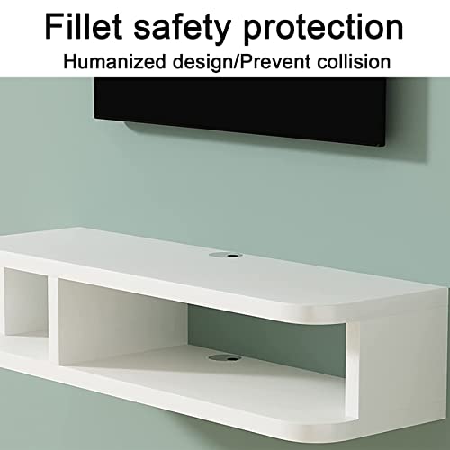 Meuble TV mural bois étagère console multimédia jaune blanc