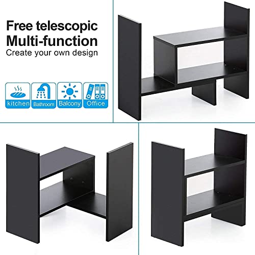 Image of Furniture Cafe Modern Wooden Desk Organizer Shelf - Multi-Tier Desktop Storage Rack for Books, Office Supplies & Decor