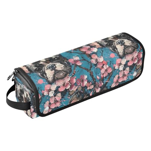 Bolsa de viaje para herramientas de cabello para mujer con tapete removible resistente al calor, bolsa de doble capa para plancha alisadora y accesorios de cuidado capilar, diseño Flor de Cerezo French Dog miniatura 1