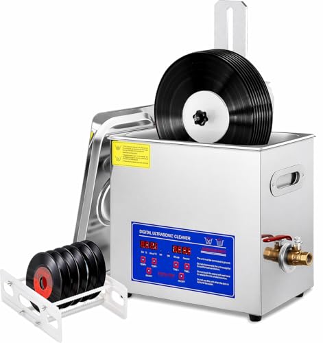 Pulitore a ultrasuoni per 8 LP, rotazione automatica a doppio lato, timer 40 kHz per vinile da 7-12 pollici, rimozione della polvere a scanalatura profonda, strumento di manutenzione audio domestico