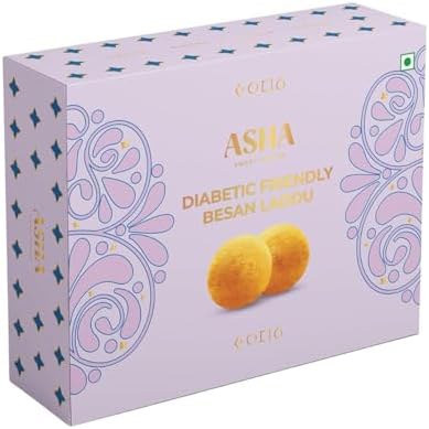 ASHA SWEETS Premium Handcrafted Diabetic Friendly Besan Laddo-250gm|Authentic Indian Dessert Made With Pure Ghee & Low GI Sugar|Exclusive Sweets Gift Box For Any Occasion & Celebration|Pack of 2