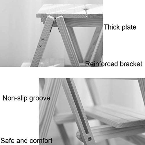 Marchepied pliant en bois tabouret escalier 2 en 1 - 7