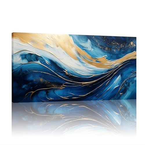 Peinture sur toile dorée 80x160 cm pour sublimer la décoration murale du salon