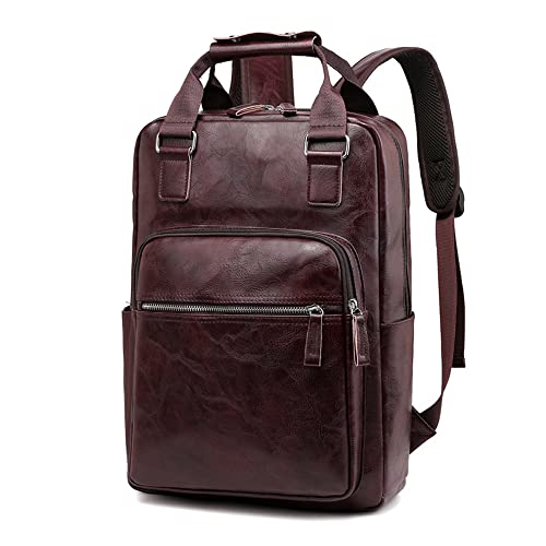 Sac à dos d'affaires de grande capacité en polyuréthane marron foncé chic