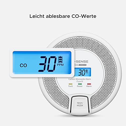 X-Sense Vernetzbarer CO Melder mit Digitalanzeige, Kohlenmonoxidmelder mit Austauschbar Batterie, TÜV Rheinland Zertifiziert nach EN 50291… – Ansicht 4