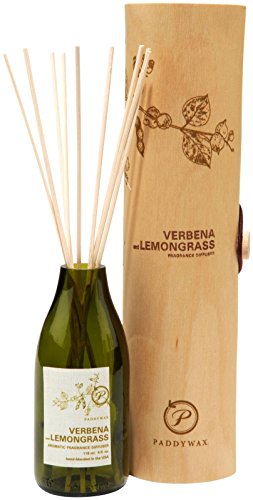 Paddywax Candles Eco Collection Aromatherapy Reed Oil Diffuser Set, Verbena & Lemongrass