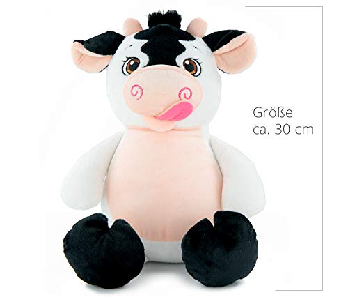Direkt-Stick.de Plüsch Kuh Kuscheltier mit Namen und Geburtsdatum Bestickt, Plüschtier personalisiert, Geschenk… – Bild 3