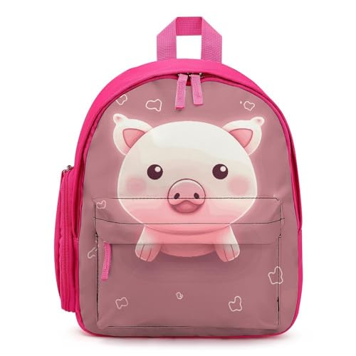 Smiling Backpack Small Book Bag with Side Pocket, Lightweight Durable Backpack, Travel Rucksack, Pink-style