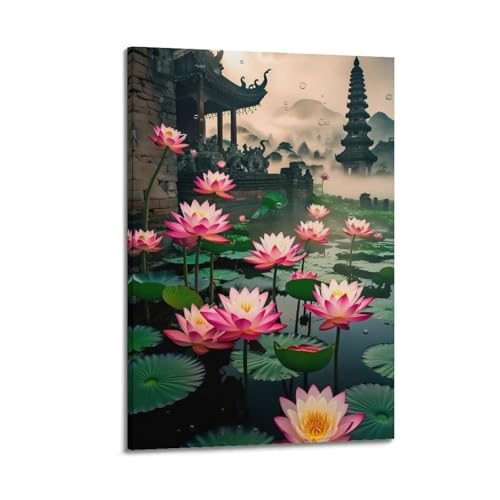 Poster zen silence de la fleur de lotus - Affiche murale moderne de 50x75cm