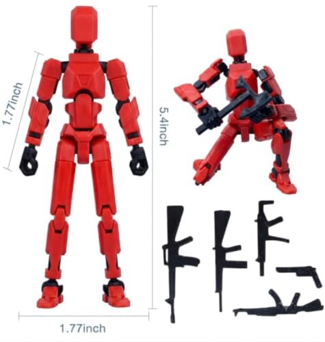 Image of (Do it Yourself) Action Figure Toys,DIY Assembly Dummy 13 Action Figures,Articulated Joints Robot,Gift Idea for Teens & Adults for 14+ (Red, Red)