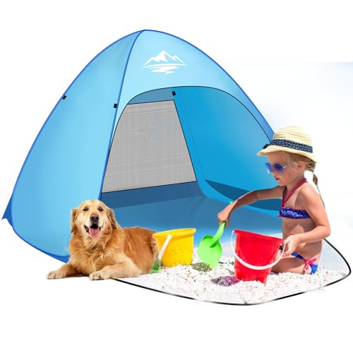 Purebox Tenda da Spiaggia, Tenda Spiaggia 1-3 Persone/3-4 Persone, Tenda da Spiaggia Pop Up UV50+ UPF 50+, Tenda da Spiaggia Portatile Ideale per spiaggia, giardino, picnic