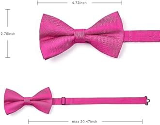 HISDERN Men's Solid Color Pre-tied Bow Tie Adjustable Tuxedo Two Layer Bow Tie and Pocket Square Set with Gift Box