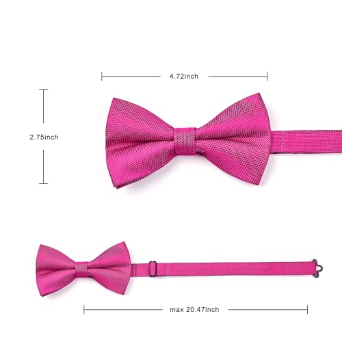 HISDERN Men's Solid Color Pre-tied Bow Tie Adjustable Tuxedo Two Layer Bow Tie and Pocket Square Set with Gift Box