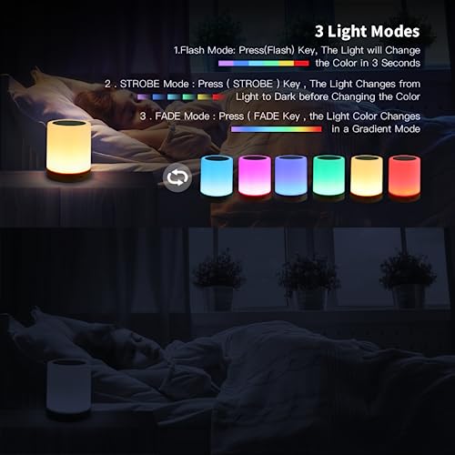 Bedside Table Lamp, Night Lights For Bedroom- Portable Sensor Remote Control Bedside Lamps With Quick Rechargeable Usb Dimmable Warm White Light 13 Colors Rgb Table Lamp For Bedroom Living Room Office #TOP2