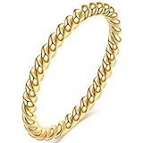 Jude Jewelers 2mm Stainless Steel Braided Rope Style Classic Plain Stacking Wedding Band Ring (Gold, 10)
