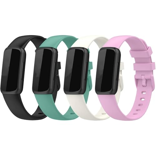 nuneoeuo 4Pcs strap Compatible with fitbit inspire 3 straps uk Adjustable Replacement Sport Wristbands Straps, for Fitness Tracker for Women and Men (White black Purple Green)﻿
