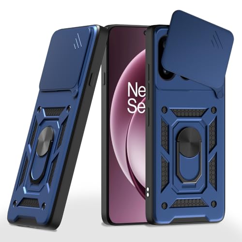Image of Outlouders Back Cover for OnePlus 15 5G | D10 Tough Armor 360 Protection Case with Sliding Camera Shield & Ring Holder Stand Bumper Case (Blue)