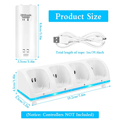 Kulannder Wii Remote Charging Station, 4-In-1 Controller Charger Station With 4 Wii Rechargeable Battery Pack & Usb Cable For Wii/Wii U Controller Remote  thumb #4