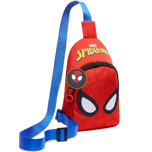 Marvel Spiderman Sling Bag Kinder, Brusttasche Umhängetasche mit Verstellbarem Gurt - Geschenke für Jungs