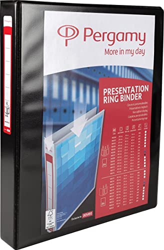 Pergamy 900320 Präsentationsringbuch 2 Taschen 4-Ringe A4 4,4cm schwarz