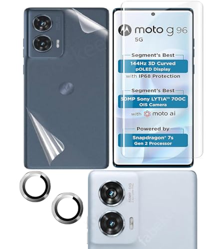 Image of UV Tempered Glass Screen Protector Compatible for Motorola G96 | Front And Back Screen Guard With camera lens protector (Combo)