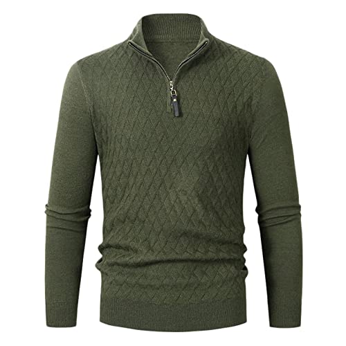 Manteau long homme en laine solide verte avec col montant chic