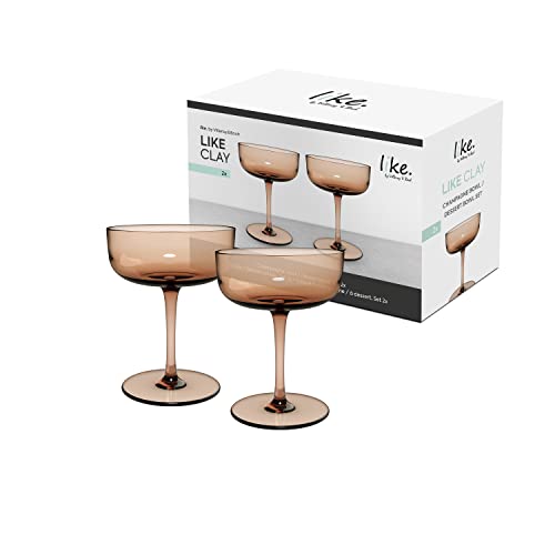 like. by Villeroy & Boch - Like Clay Champagne Coupe/Dessert Bowl Set 2 pces, Coloured Glass Brown, Capacity 100 ml
